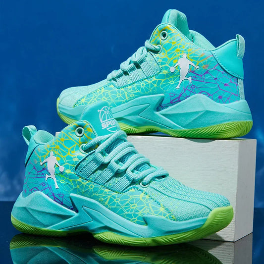 Boys Basketball Shoes Classic Kids Sneakers Fashion Tennis Kid Sport Shoes Outdoor Non-Slip Trainer Children School Basketball