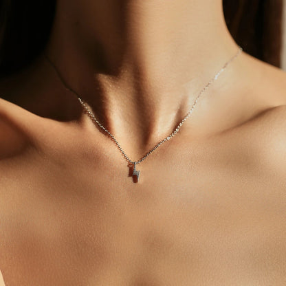925 Sterling Silver Tiny Lightning Pendant Necklace Stackable Trendy Neck Chain For Women Girls Party Gift Fine Jewelry