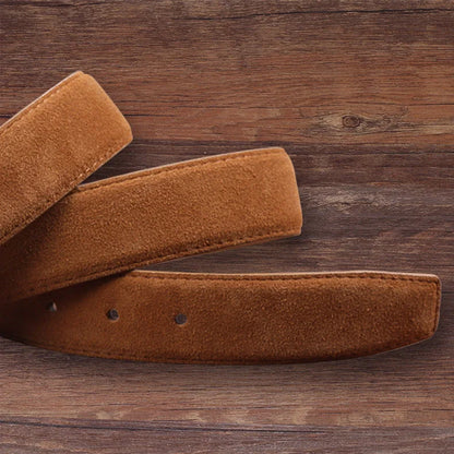 2025 Fashion Suede Belt Cow Genuine For Man And Lady With Oxford Fabric Strap Genuine Leather Luxury Pin Buckle Blue Belts