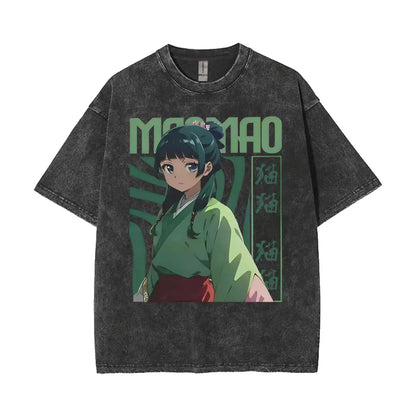 Mao Mao's Apothecary Diaries Anime Washed T-shirts Remedies Medicine Cartoon T Shirt Men Women Clothing Fashion Aesthetic Tshirt