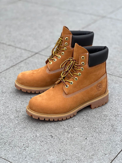 Men Fashion Outdoor Shoes Genuine Leather Yellow Boots 2025 Male Casual Waterproof Boots