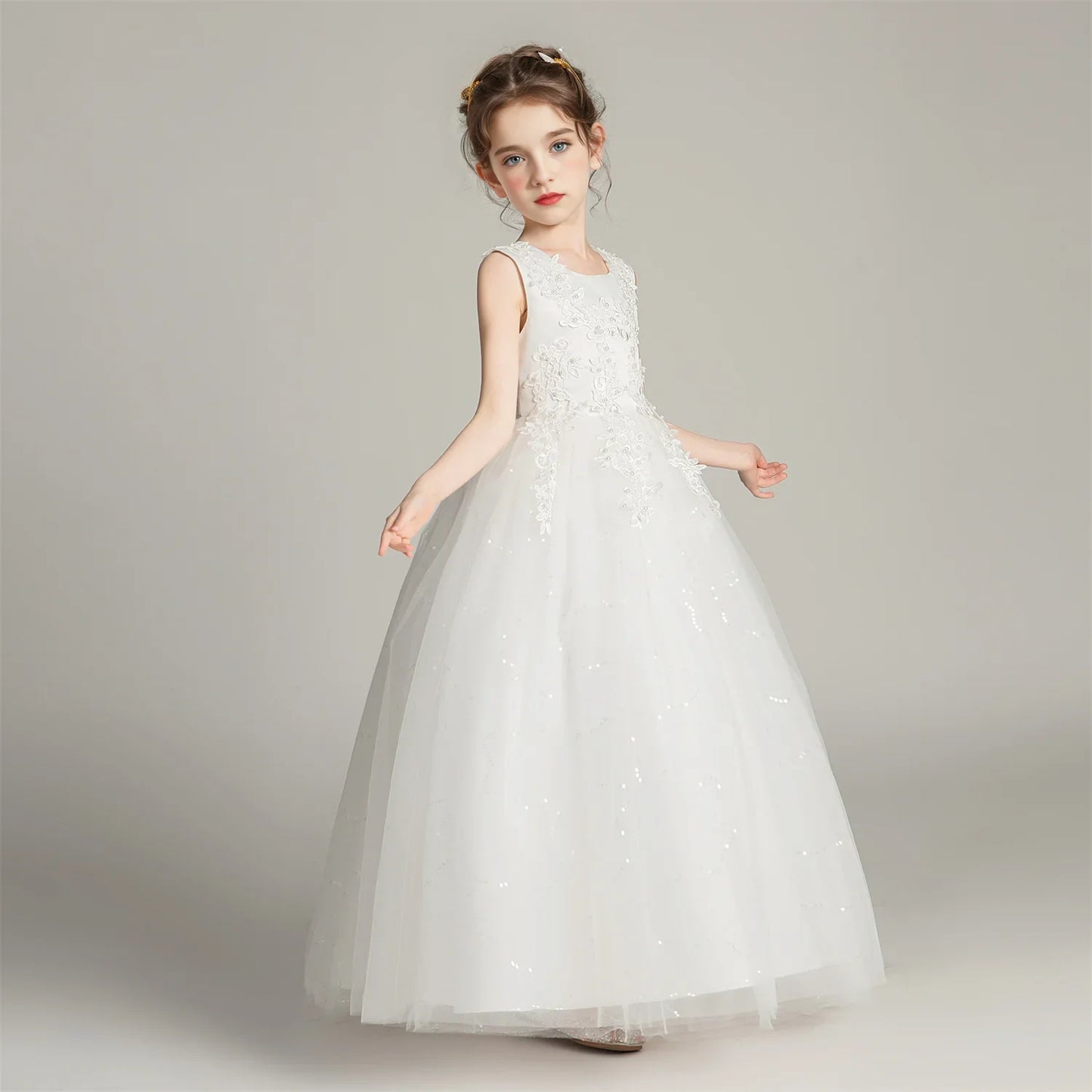 BX683 Kids Dresses For Girls Lace Dress Gown Princess Clothes Children Formal Evening Party Flower Girls Wedding Vestidois