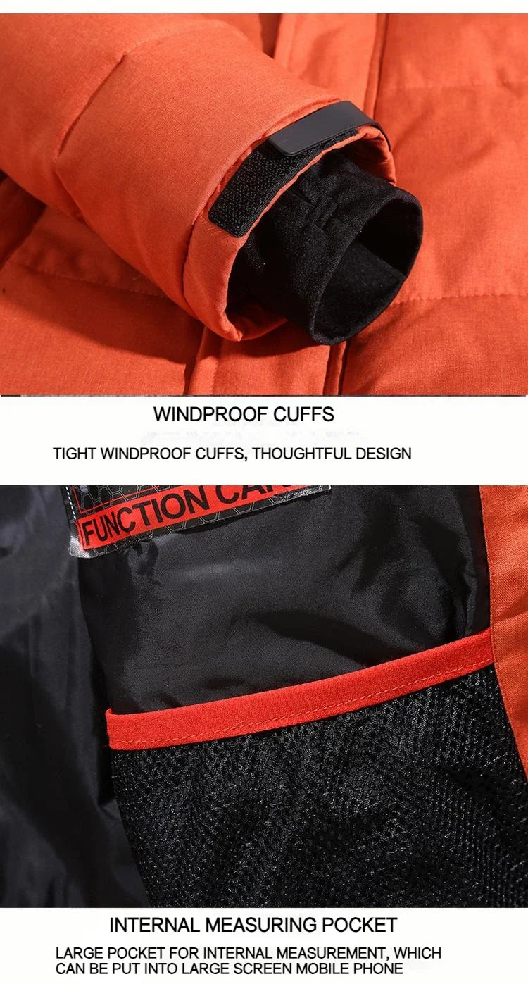 Winter White Duck Down Jacket Men Travel Hiking Thicken Warm Hooded Puffer Jackets Windproof Overcoat Down Coat Male Clothing