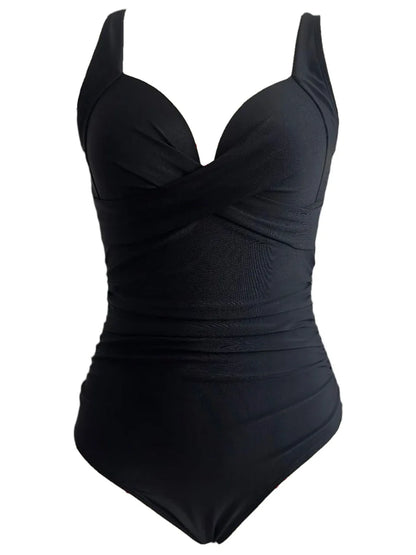 2026 Plain Ruched Swimsuit Women One Piece Solid Swimwear Female Beachwear Bathers Bathing Swimming Swim Bodysuit Summer