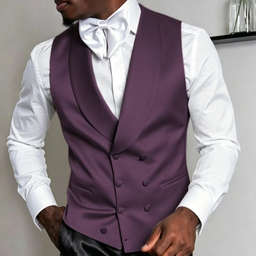Men Vest White Double Breasted Solid With Lapel Waistcoat For Wedding Banquet Business Work Office Casual Daily Men Suit Vest