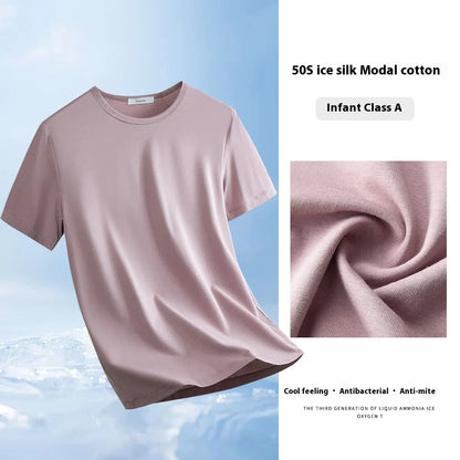 47% Cotton 47% Modal 6% Spandex T Shirt Men Short Sleeved Summer Round Neck Undershirt Plus Size Men's Solid Color Tops Tees