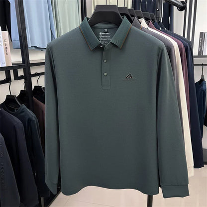Men's long sleeved T-shirt shirt collar polo shirt 2025 spring autumn new casual wear horse logo