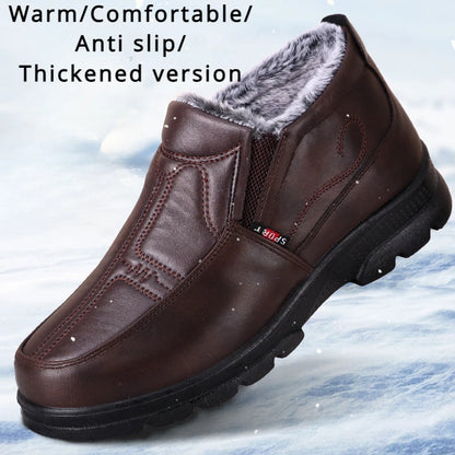Shoes for Men 2025 Winter Fashion Non-slip Cotton Shoes Men's Thickened Leather Waterproof Casual Snow Boots Zapatillas Hombre