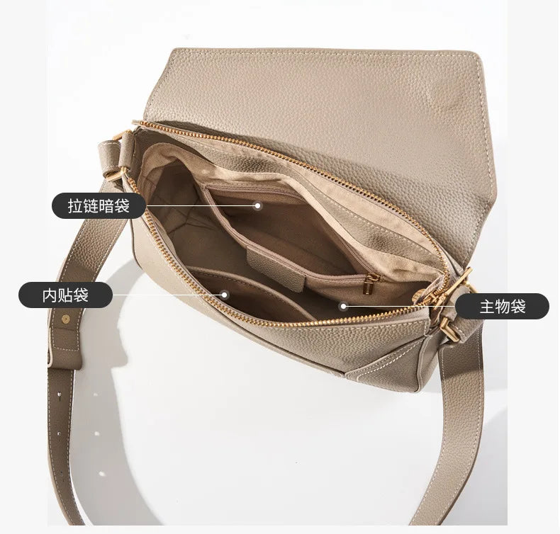 luxury handbags female crossbody bags Vintage Genuine leather women shoulder bag Large capacity soft leather cowhide fashion bag