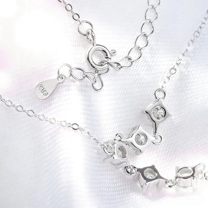 4mm Tassel Necklace Moissanite Pendant Round Cut Sparkling Neck Chain Girls Christmas Gift 925 Sterling Silver Plated 18K
