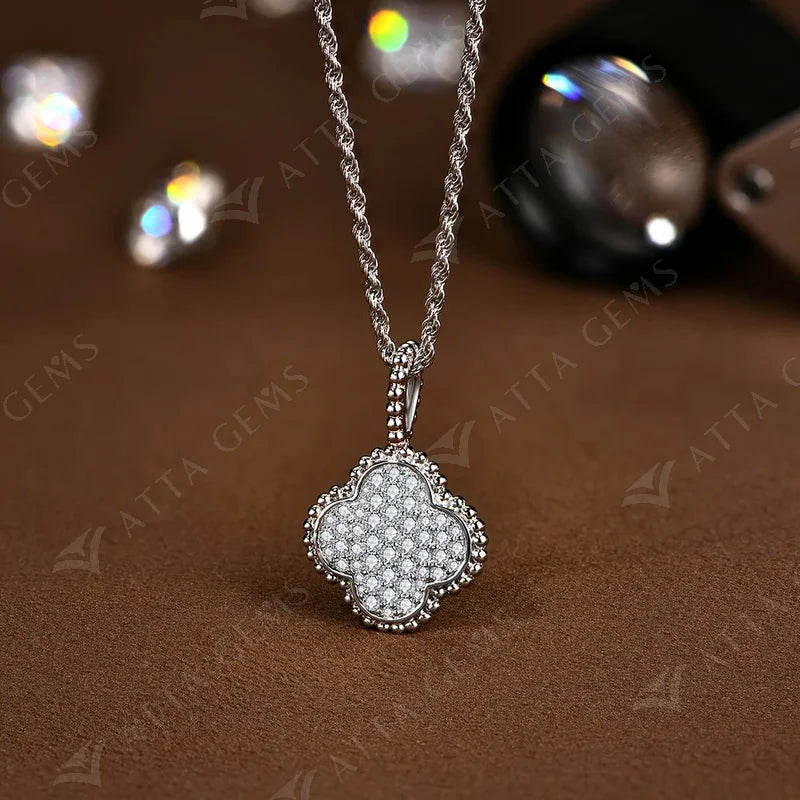 Full Round Moissanite Necklace for Women D Color S925 Sterling Silver Sparkling Pendent Engagement Wedding Party Gift