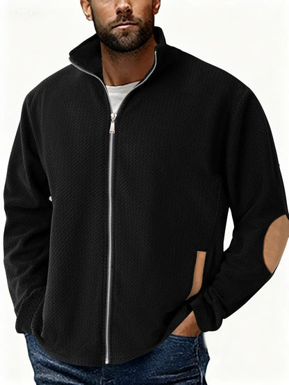 Autumn Winter Men's Stand Collar Casual Zipper Jacket  Double-Sided Fleece Warm Coat Outdoor Splice Long Sleeve Cardigan Mens