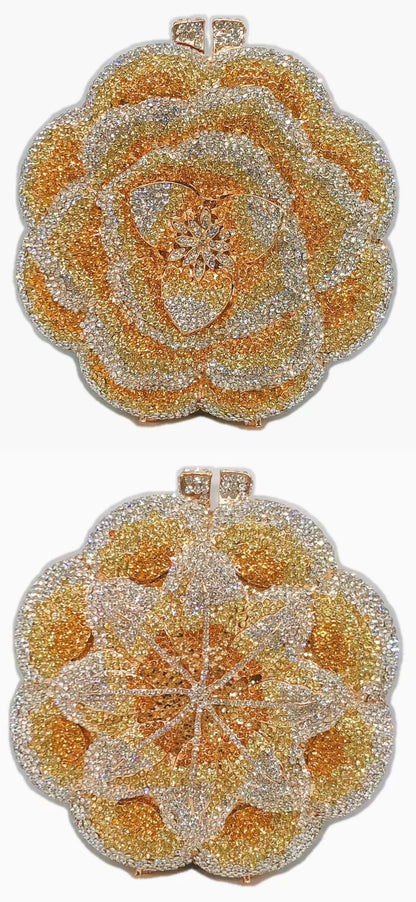 Rose Flower Crystal Evening Bags for Women Rhinestone Clutches Luxury Elegant Handbags Wedding Bride Gift Bags Banquet Shiny Bag