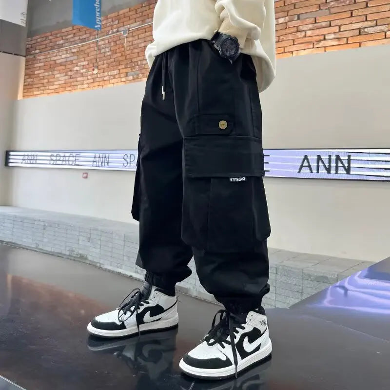 High Quality Boys Sweatpants Autumn Kids Casual Pants for Boy Korean Children's Clothes 2025 Spring Loose Cotton Red Trousers