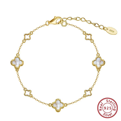 925 Silver Four Flowers Clover Luxury Hollow Clover Chain Necklace Banquet Party Gift Neck Jewelry Accessories GMN61