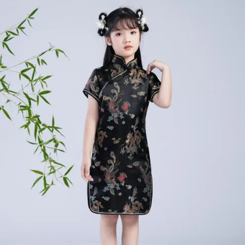 Fashion Children's Cheongsam Modern Girls Dresses Summer Baby Party Qipao Princess Clothing Chinese Style Girl Dress Vestidos