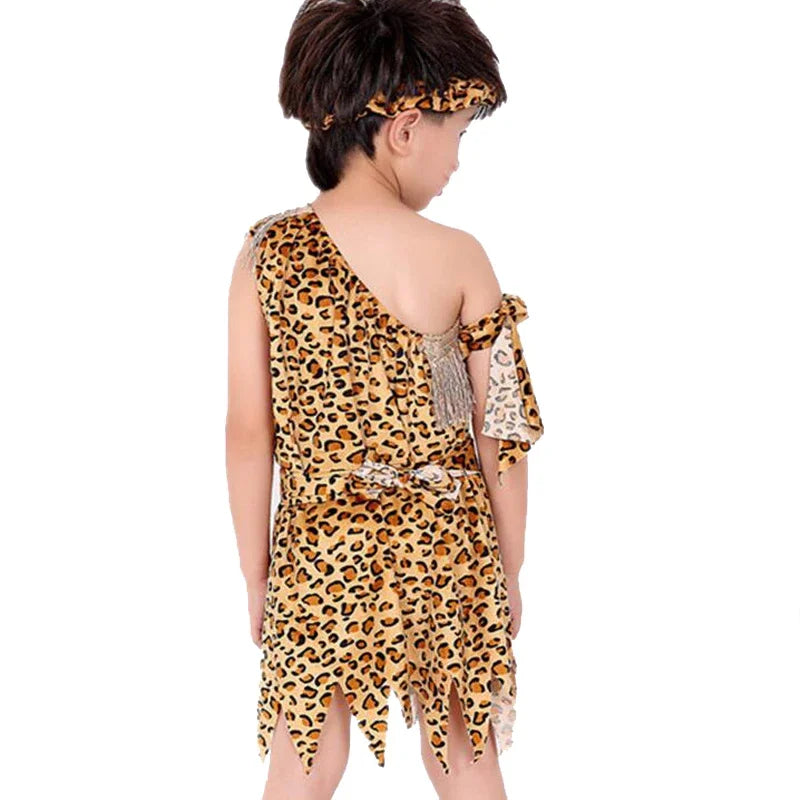 Novelty Boys Girls African Original  Savage Children Wildman Cosplay Costumes Clothing Kids Party Cosplay Costumes