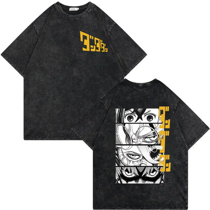 Dandadan Japanese Anime Vintage Washed T-shirt Men Women High Quality Fashion T-shirts Summer Casual Cotton Short Sleeve T Shirt