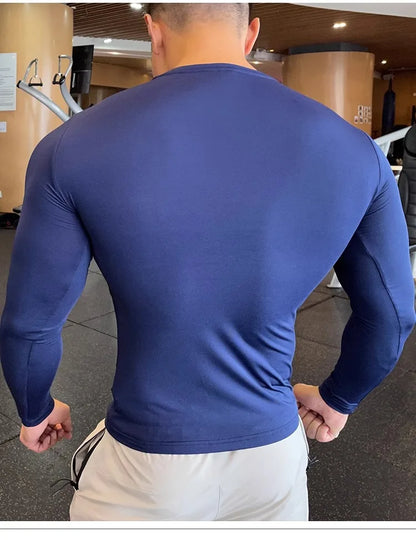 Long Sleeve T-shirt Fitness Basketball Running Tight Men Spandex Bodybuilding Sports Shirt Gym Training Compression Sport Top