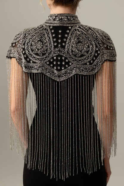 Long Tassel Shawl Paired with Cheongsam Dress Wedding Coat Cos Indian Heavy Industry Beaded Shawl Long Tassel Arab Gown Shawl