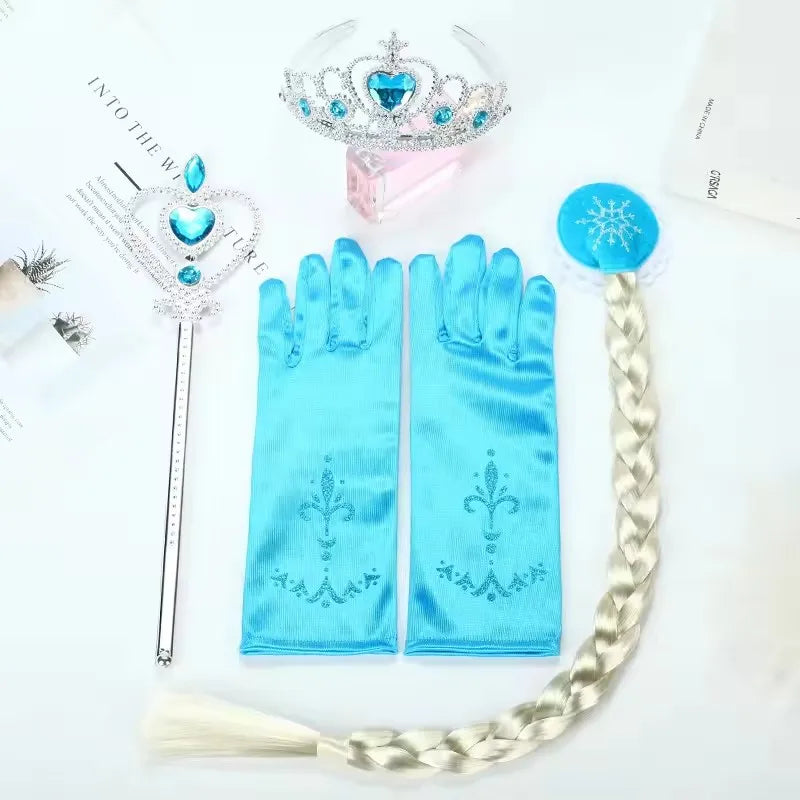 For 2-10 Year Cosplay Fancy Queen Frozen Elsa Anna Costume Girls Princess Dress Toddler Halloween Party with Decorative Fittings