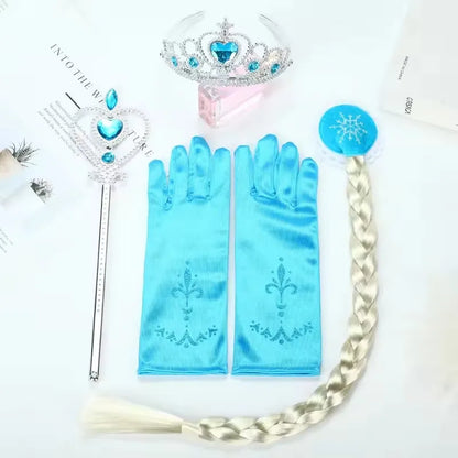 For 2-10 Year Cosplay Fancy Queen Frozen Elsa Anna Costume Girls Princess Dress Toddler Halloween Party with Decorative Fittings