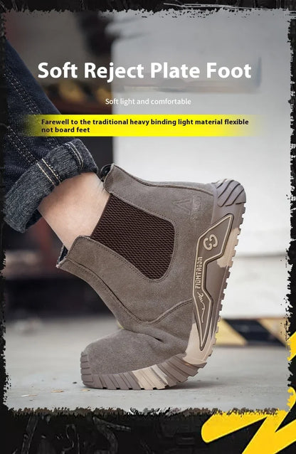 steel toe work boots for men industrial construction work protection shoes anti smash anti puncture safety shoes without laces