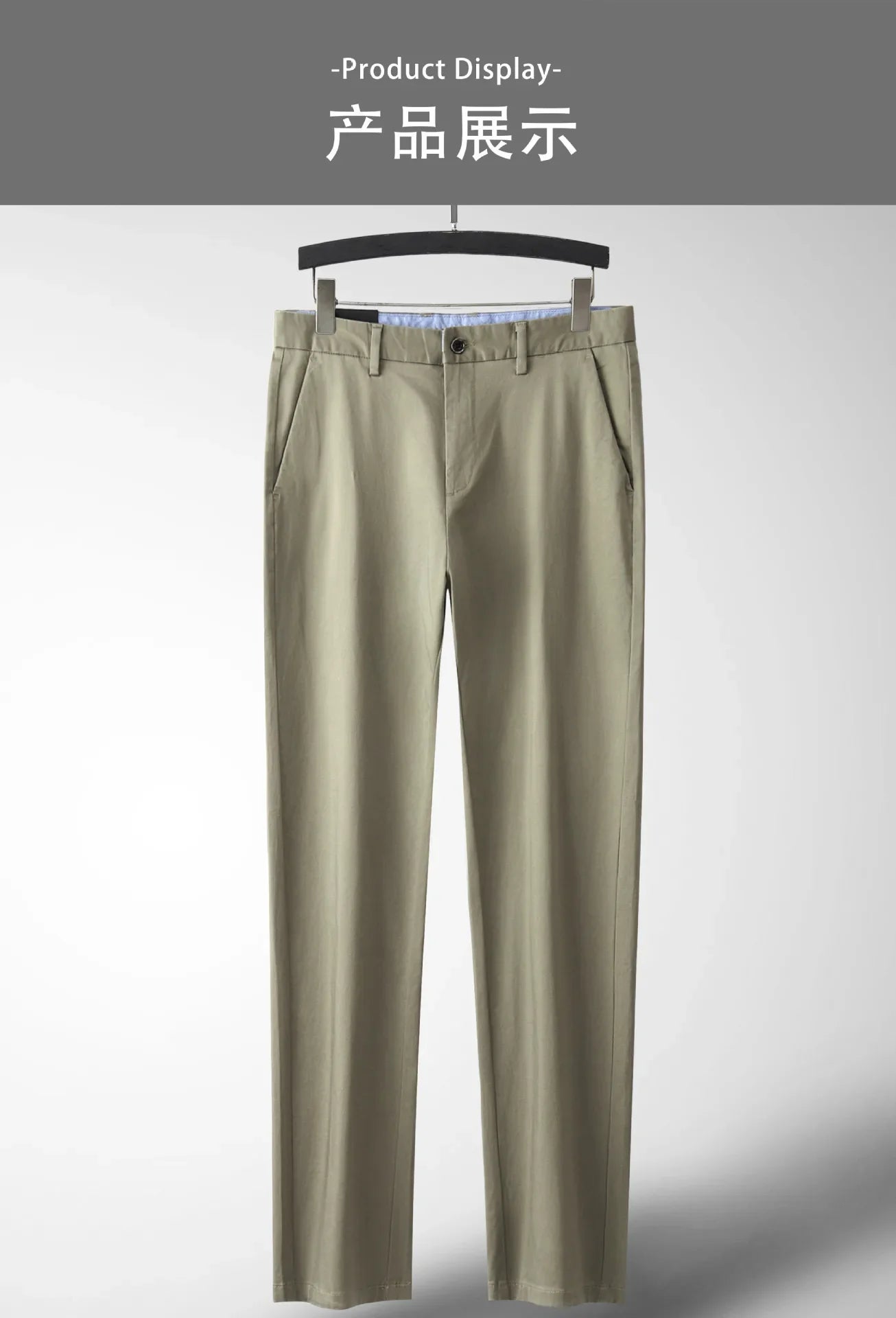 97% Cotton Straight Casual Pants Business formal Black Blue Stretch Mens Trousers Khaki Brown Mens Pants