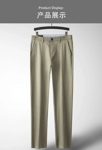 97% Cotton Straight Casual Pants Business formal Black Blue Stretch Mens Trousers Khaki Brown Mens Pants
