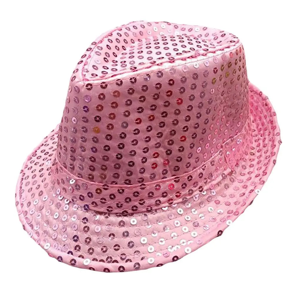 Durable Sequins Jazz Hat Masquerade Shiny Panama Cap Stage Cosplay Dance Performance Hat Holiday