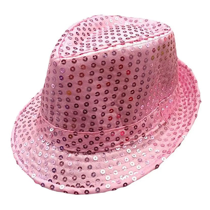 Durable Sequins Jazz Hat Masquerade Shiny Panama Cap Stage Cosplay Dance Performance Hat Holiday