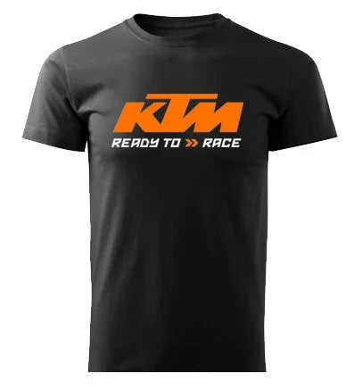 Ready to Race Logo Men’s T-Shirt Cotton Short Sleeve Crew Neck Casual Motorcycle Graphic Tee Summer Streetwear Tee
