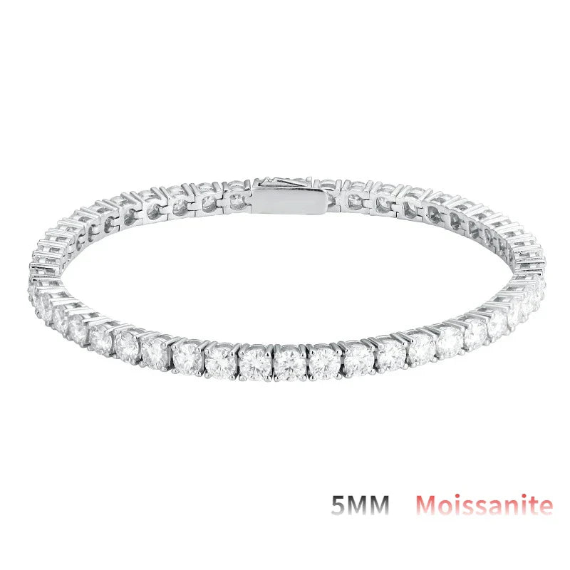 2/2.5/3/4/5mm Full Moissanite Bracelet for Women 100% 925 Sterling Silver Party Fine Jewelry Gift