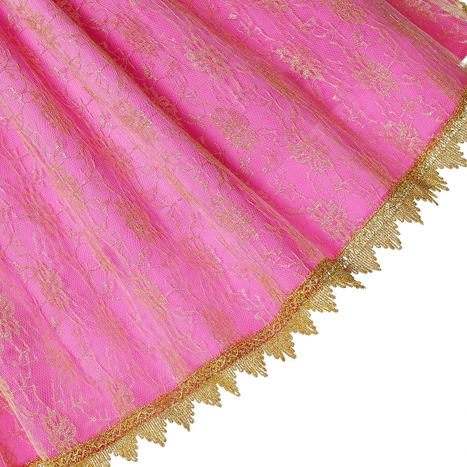 Girls Princess Dress Sleeping Beauty Aurora Cosplay Costume 2025 Kids Carnival Birthday Party Pink  Long Sleeve  Evening Dresses