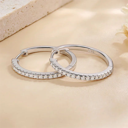 Pretty Beauty 23mm Moissanite Hoop Earrings S925 Sterling Silver for Women Wedding Party White Gold Plated Fine Jewelry Gifts