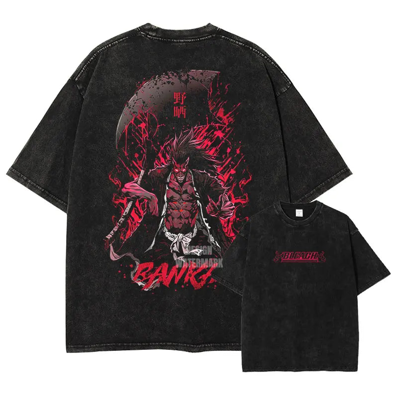 Japan Anime Bleach Aizen Sousuke Graphic Tee Men Oversized Washed Tshirts Manga Casual T Shirt Harajuku Male Cotton T-shirt