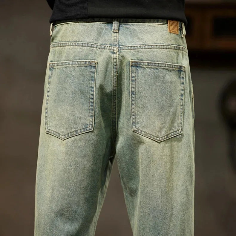 2025 Autumn and Winter New Loose and Versatile Harem Pants Retro Simple Fashion Solid Color Comfortable Versatile Jeans for Men