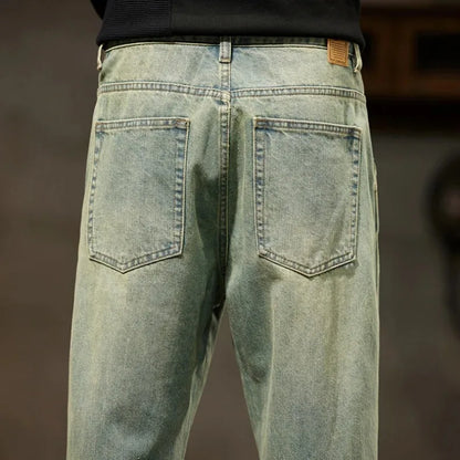 2025 Autumn and Winter New Loose and Versatile Harem Pants Retro Simple Fashion Solid Color Comfortable Versatile Jeans for Men