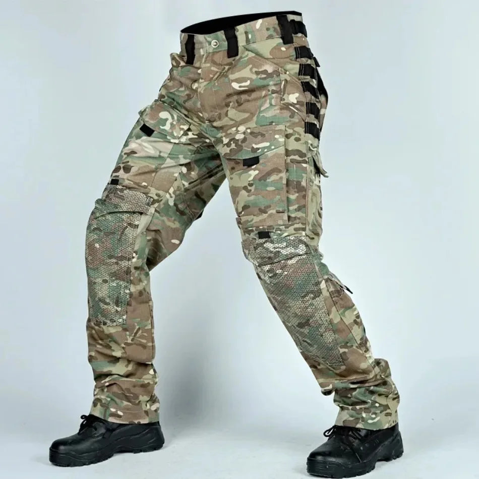 Men Tactical Pants Quick Dry Milit Multi-Pocket Cargo Pants Casual Trousers Wear-Resistant Workwear Traning Hunting Pants Loose