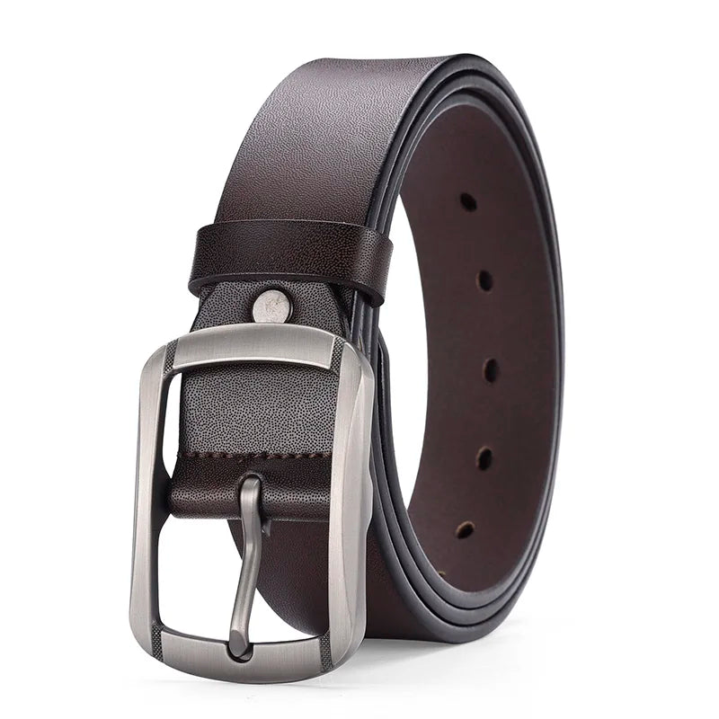 Fashionable Men's Square Alloy Pin Buckle PU Belt Suitable for Jeans Casual Pants Fashionable Men's Retro Business Belt