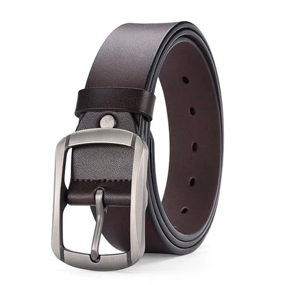 Fashionable Men's Square Alloy Pin Buckle PU Belt Suitable for Jeans Casual Pants Fashionable Men's Retro Business Belt