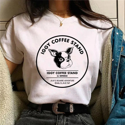 Pug Print WomenT-shirt Casual Basics O-collar White Shirt Short Sleeve Ladies T-shirt Harajuku Street