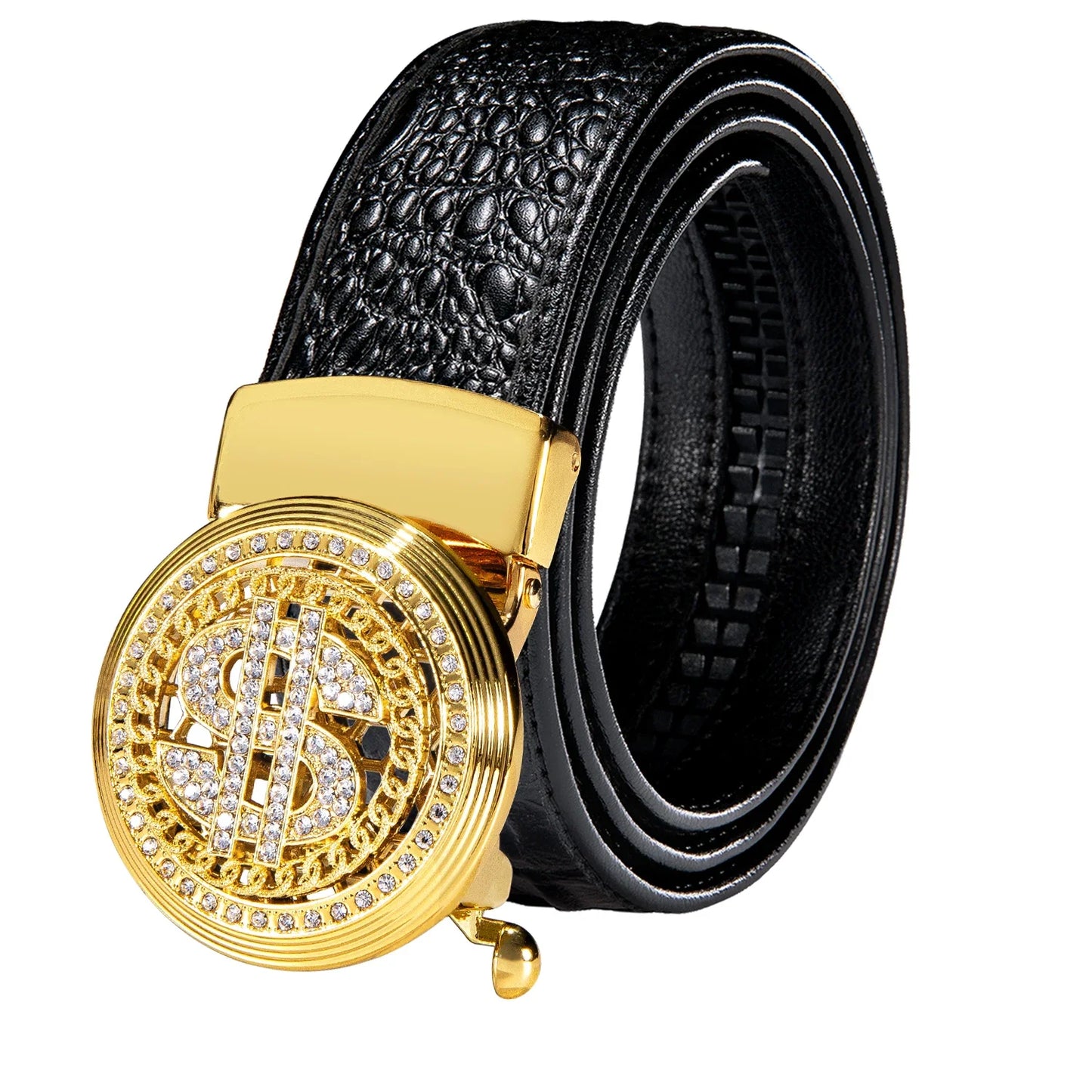 Crocodile Designer Luxury Genuine Leather Belts for Men Casual Jeans Belt Strap Gold Automatic Buckle Black Belt PD-2036