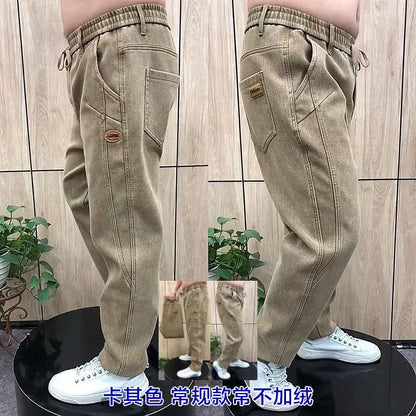 Autumn Pants Men's Jeans Men's Trousers Loose Versatile Autumn Winter High-waist Middle-aged Stretch Harem Pants