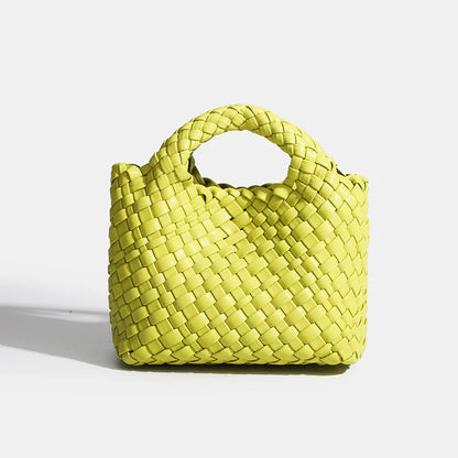 Designer bag Women's handbag Popular small size version PU leather woven bag Fashion style soft handmade bucket bag