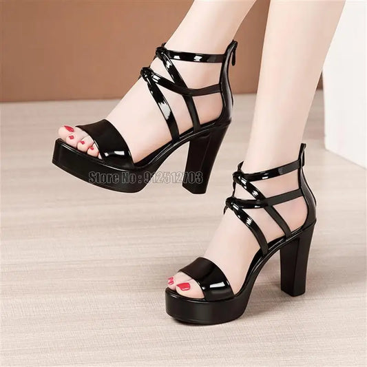 Girl Women Sandal Leather Sole High Heel Summer Shoes