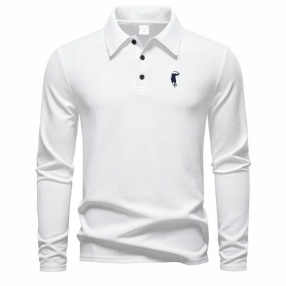 Luxury brand polo shirt long sleeved embroidered design men's top 2025 autumn new comfortable breathable business casual T-shirt