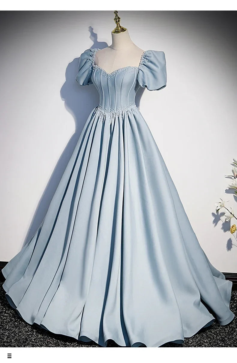 Palace Style Women's Evening Dresses Light Luxury Satin Lace-up Slimming Banquet Ball Gown Skirt Prom Dress Vestidos