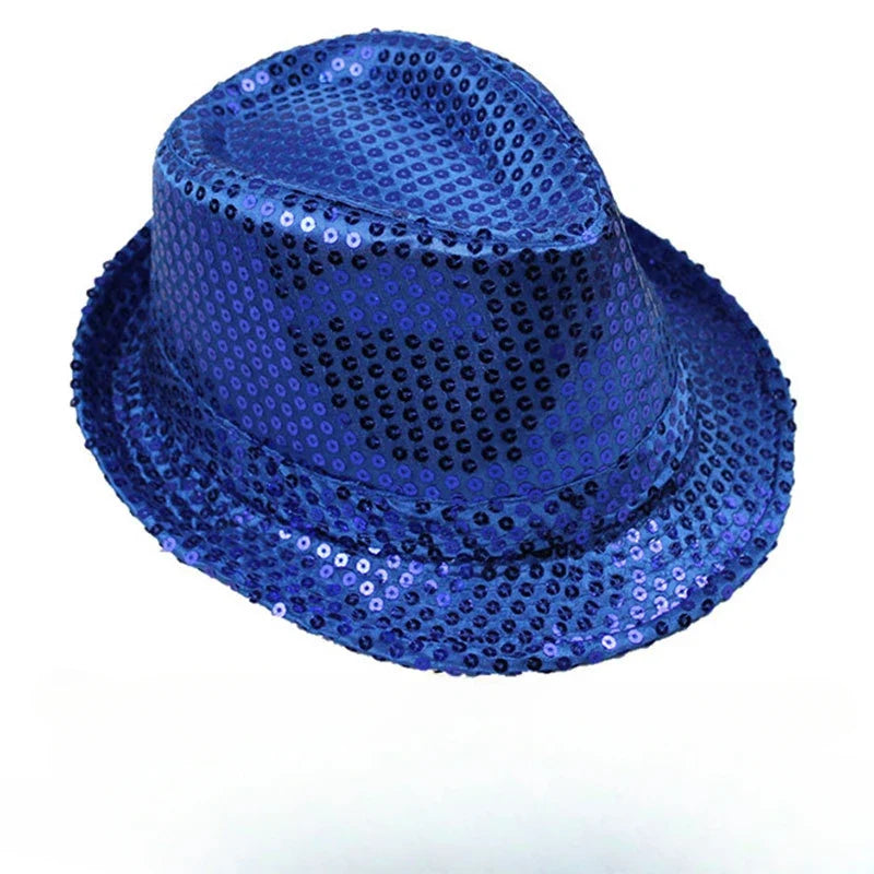 British Top Jazz Hat Bucket Hat Men Women Stage Performance Sequin Hat Shining Christmas Fedoras Party Parent  Hat Hollween