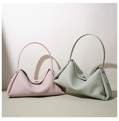 Minimalist Lady Soft Genuine Leather Pillow Crossbody Bag Women's Convertible Shoulder Bags 2026 New Chic Solid Color Handbag